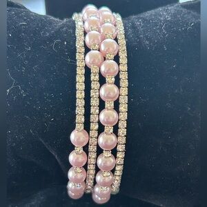 Pink rhinestone coil bracelet